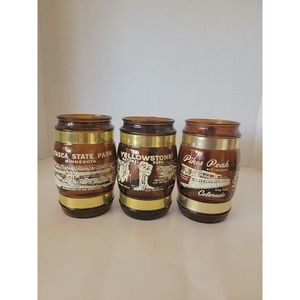 Siesta Ware Glass Mug w Wood Handle Yellowstone, Minnesota & Colorado